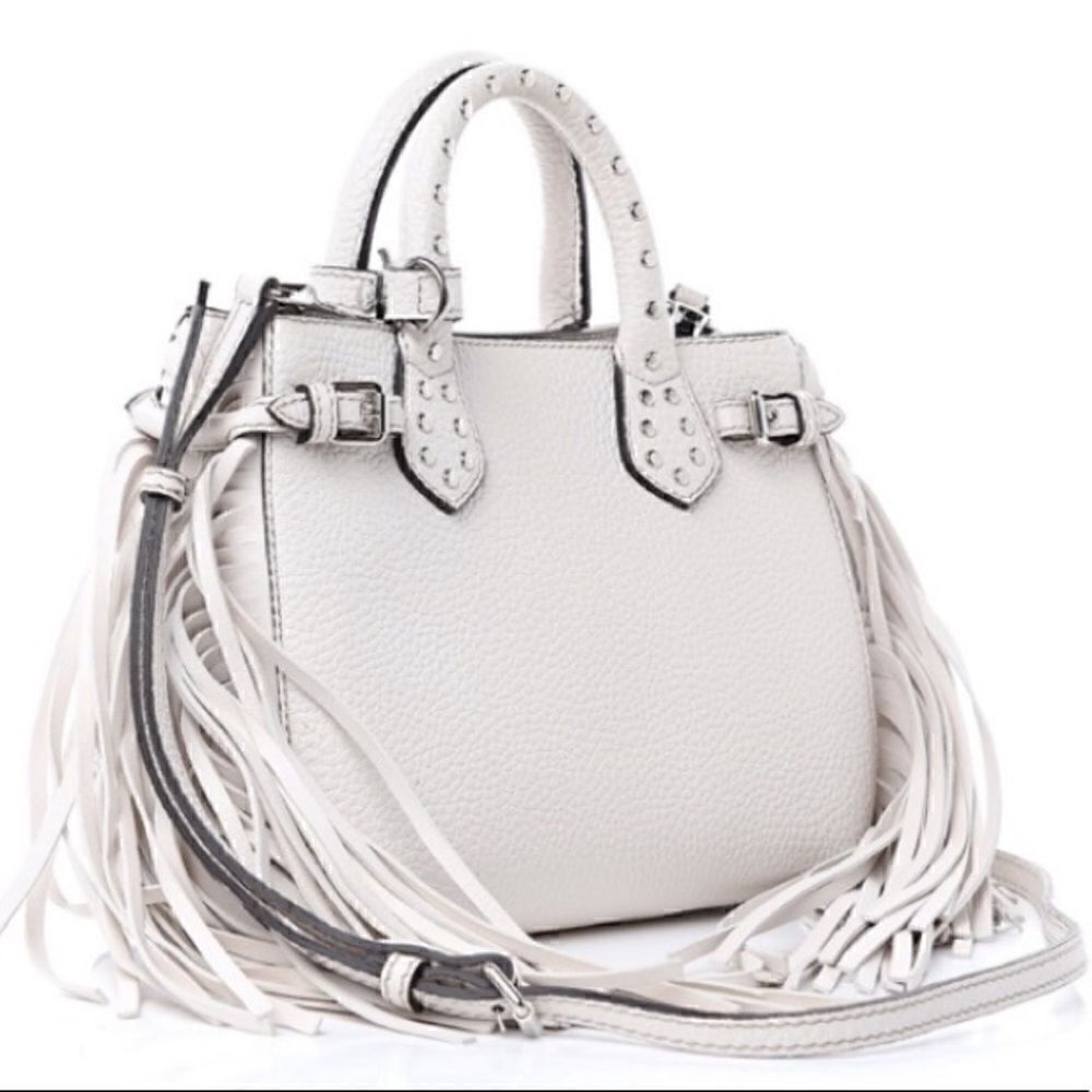 BABY BANNER WHITE STUDDED FRINGE TOTE - Picture 7 of 17